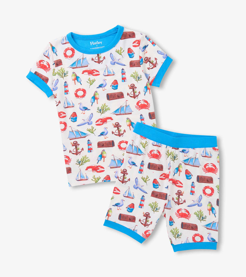 Boys Painted Seascape Bamboo Short Pajama Set | Hatley Outlet Boys