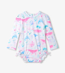Baby Girls Painted Sealife One-Piece Rashguard Swimsuit | Hatley US Baby & Toddler