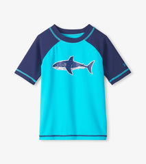 Boys Shark Blue Short Sleeve Rashguard | Hatley Onsale Boys