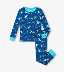 Boys Patterned Sharks Cotton Pajama Set | Hatley Discount Boys