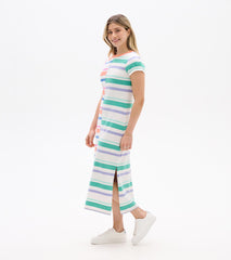 Pleated Sleeve Midi Dress - Offset Stripes | Hatley US Women