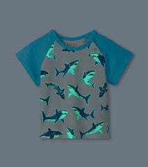 Baby & Toddler Boys Glow in the Dark Sharks Raglan T-Shirt | Hatley Sale Baby & Toddler