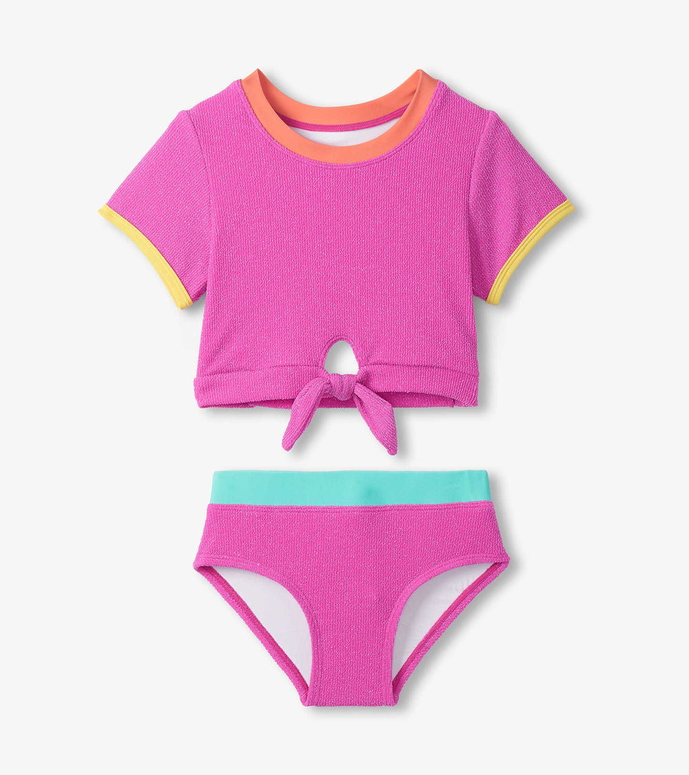 Girls Hot Pink Tie-Front Two-Piece Swimsuit | Hatley