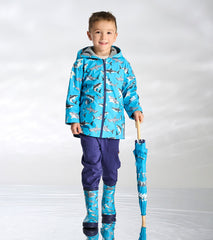 Boys Color Changing Shark Party Zip-Up Rain Jacket | Hatley Outlet Boys