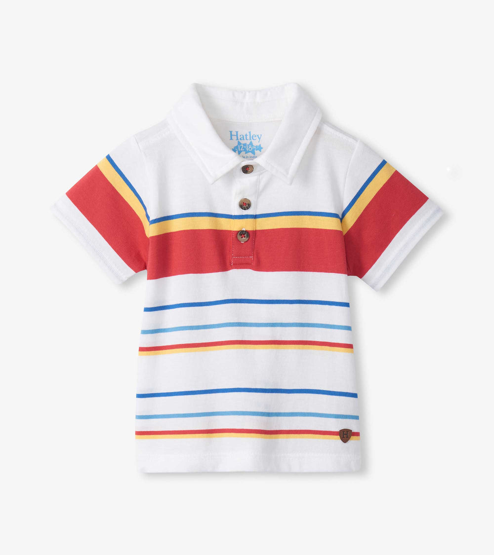 Baby & Toddler Boys Seascape Stripes Peached Jersey Polo T-Shirt | Hatley