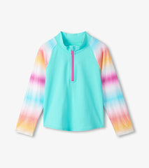 Girls Turquoise Shimmer Long Sleeve Two-Piece Rashguard Swimsuit | Hatley US Girls
