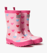 Girls Pink Hearts Shiny Rain Boot | Hatley Discount Girls