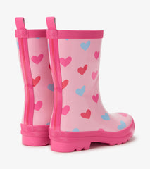 Girls Pink Hearts Shiny Rain Boot | Hatley Discount Girls