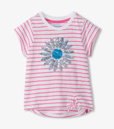 Girls Radiant Flower Striped Tie Front T-Shirt | Hatley Outlet Girls