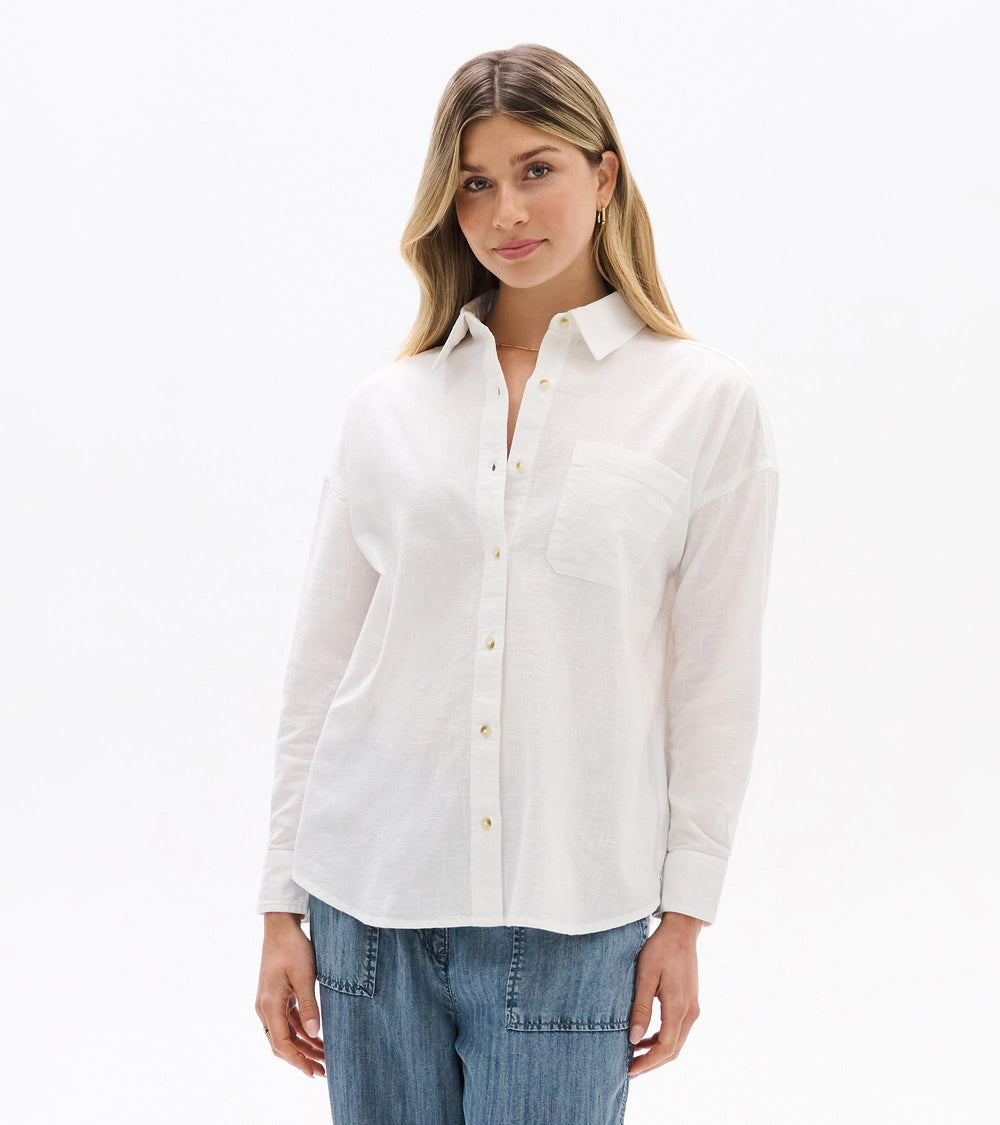 Relaxed Button Down - White | Hatley Discount Women