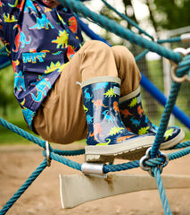 Boys Neon Dinos Shiny Rain Boots | Hatley Discount Boys