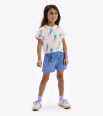 Hatley Bottoms | Girls Girls Belted Chambray Paper Bag Shorts