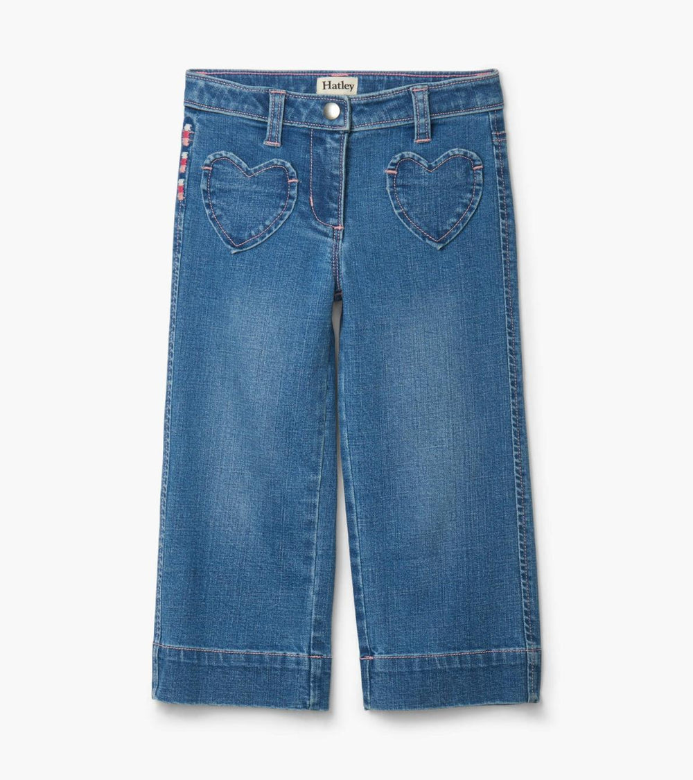 Hatley Bottoms | Girls Girls Stretch Denim Wide Leg Pants