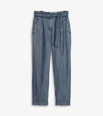 Hatley Bottoms | Women Paper Bag Pants - Blue Acid Rinse