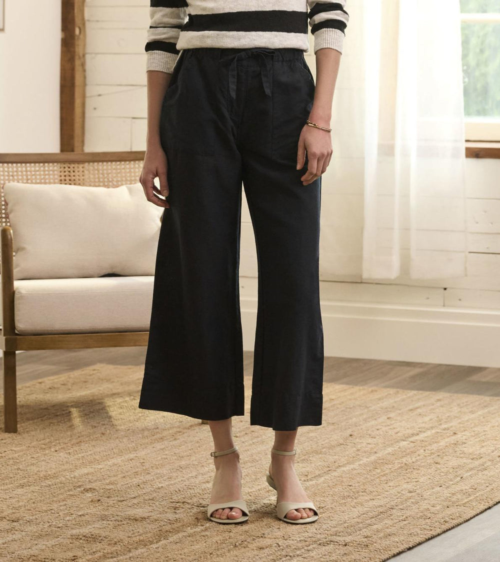 Hatley Bottoms | Women Tie Front Pants - Caviar Linen