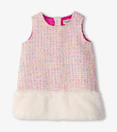Hatley Dresses | Baby & Toddler Baby & Toddler Girls Aurora Pink Tweed Faux Fur Trim Dress