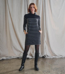 Hatley Dresses | Women Draped Collar Dress - Caviar Stripe