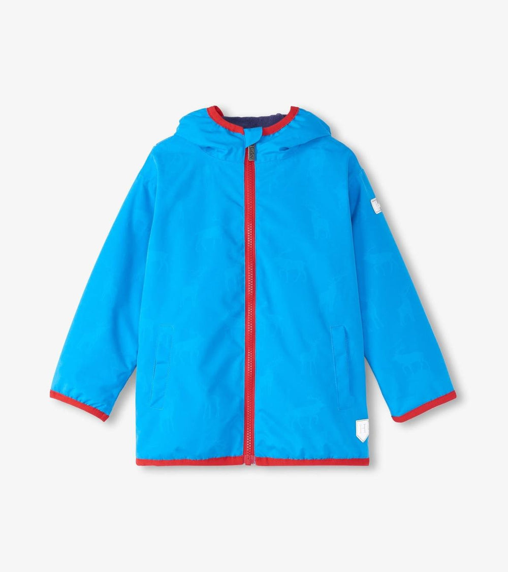 Hatley Rainwear | Boys Boys Blue Elks Zip-Up Lightweight Rain Jacket
