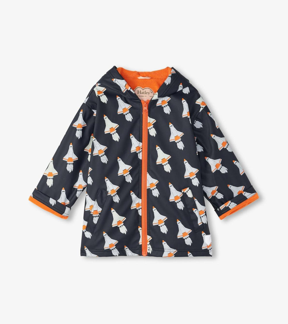 Hatley Rainwear | Boys Boys Space Shuttles Colour Changing Zip-Up Rain Jacket