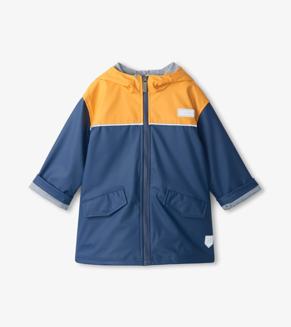 Hatley Rainwear | Boys Yellow & Navy Zip-Up Rain Jacket