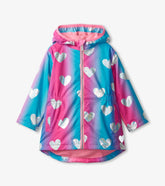 Hatley Rainwear | Girls Girls Fun Hearts Zip-Up Lightweight Rain Jacket
