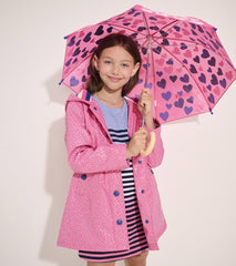 Hatley Rainwear | Girls Girls Glitter Hearts Button-Up Rain Jacket