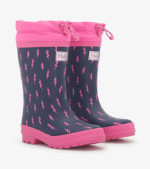 Hatley Rainwear | Girls Girls Mini Lightning Bolts Sherpa Lined Rain Boots