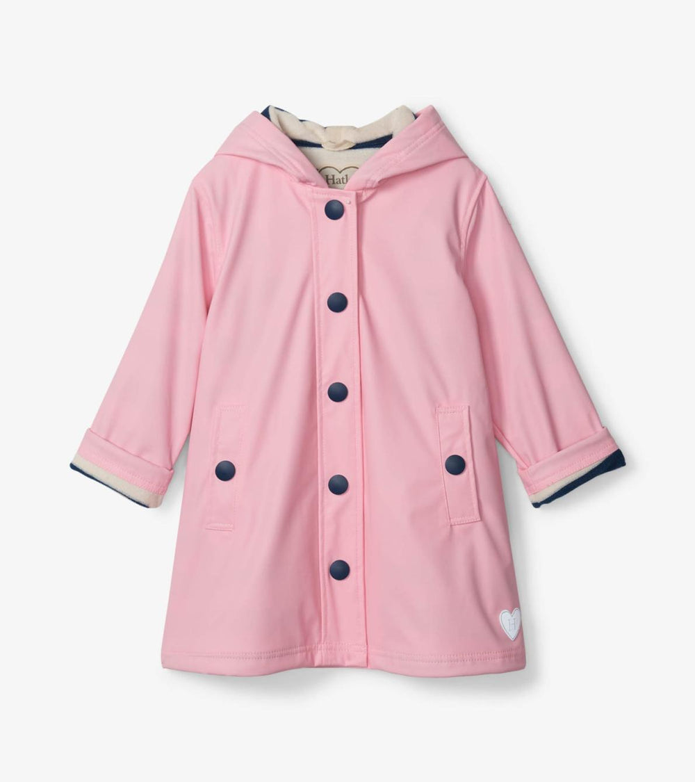 Hatley Rainwear | Girls Girls Pink & Navy Button-Up Rain Jacket