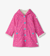 Hatley Rainwear | Girls Girls Tiny Dots Sherpa Lined Button-Up Rain Jacket