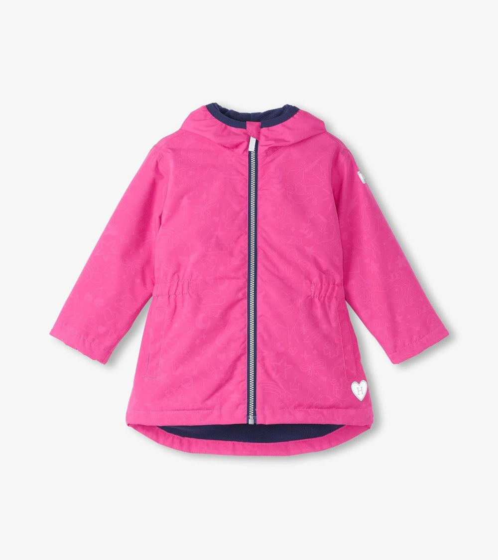 Hatley Rainwear | Girls Girls Unicorn Doodle Zip-Up Lightweight Rain Jacket