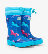 Hatley Rainwear | Girls Prancing Horses Sherpa Lined Rain Boots