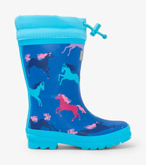 Hatley Rainwear | Girls Prancing Horses Sherpa Lined Rain Boots