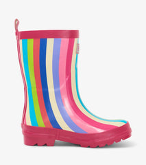 Hatley Rainwear | Girls Rainbow Stripes Shiny Rain Boots