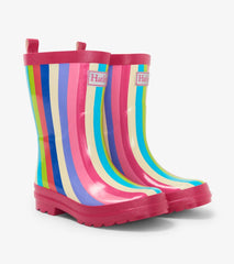 Hatley Rainwear | Girls Rainbow Stripes Shiny Rain Boots