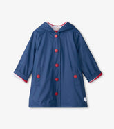 Hatley Rainwear | Girls/Boys Navy & Red Button-Up Rain Jacket