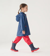 Hatley Rainwear | Girls/Boys Navy & Red Button-Up Rain Jacket