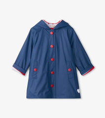 Hatley Rainwear | Girls/Boys Navy & Red Button-Up Rain Jacket