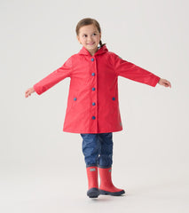 Hatley Rainwear | Girls/Boys Red & Navy Button-Up Rain Jacket