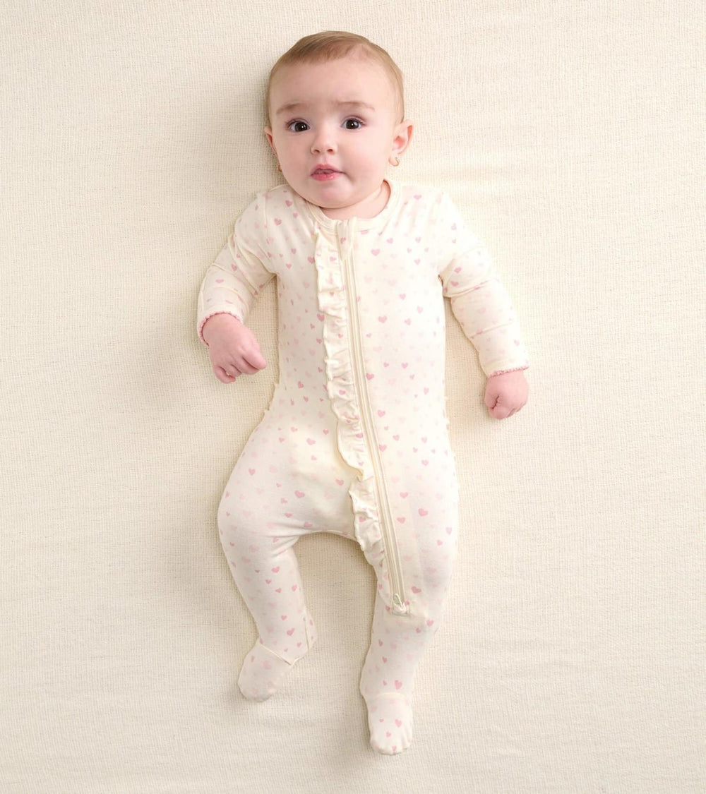 Hatley Sleepwear | Baby & Toddler Pretty Hearts Newborn Ruffle Footed Sleeper