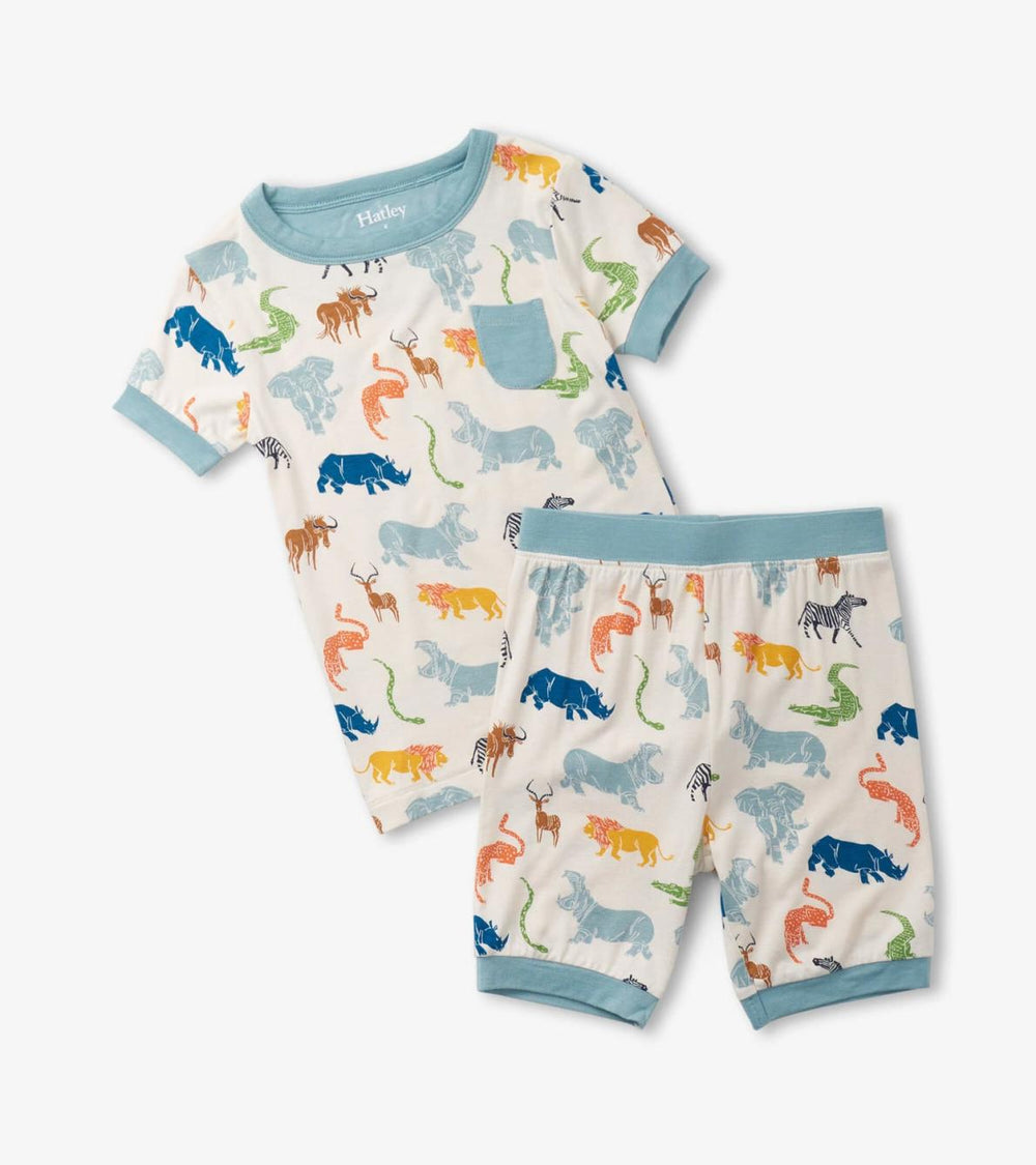Hatley Sleepwear | Boys Boys Scratchy Safari Bamboo Short Pajama Set