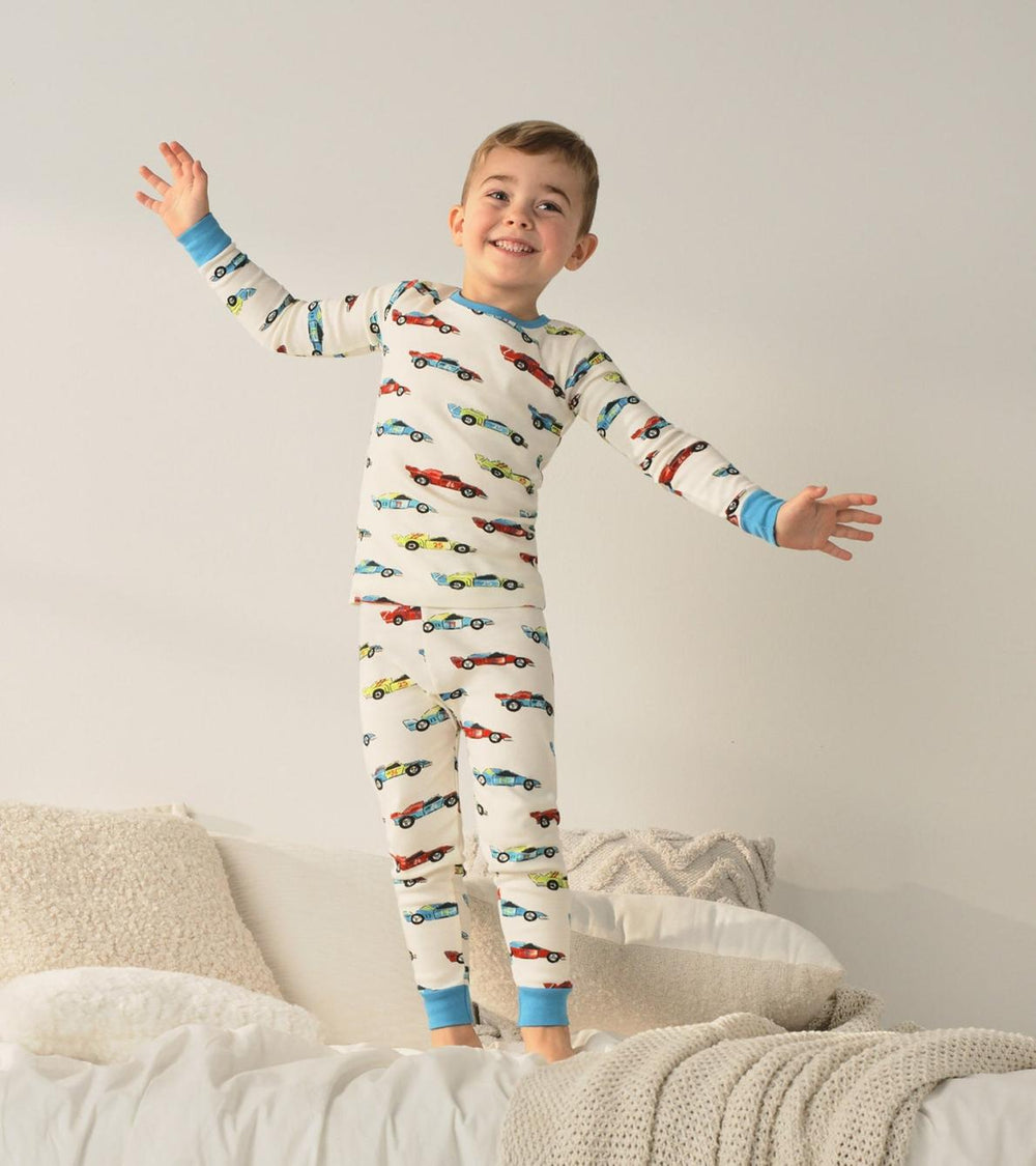 Hatley Sleepwear | Boys Boys Water Colour Racecars Organic Cotton Pajama Set