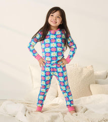 Hatley Sleepwear | Girls Girls Checkered Daisies Organic Cotton Pajama Set