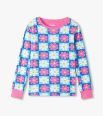 Hatley Sleepwear | Girls Girls Checkered Daisies Organic Cotton Pajama Set