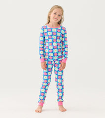 Hatley Sleepwear | Girls Girls Checkered Daisies Organic Cotton Pajama Set