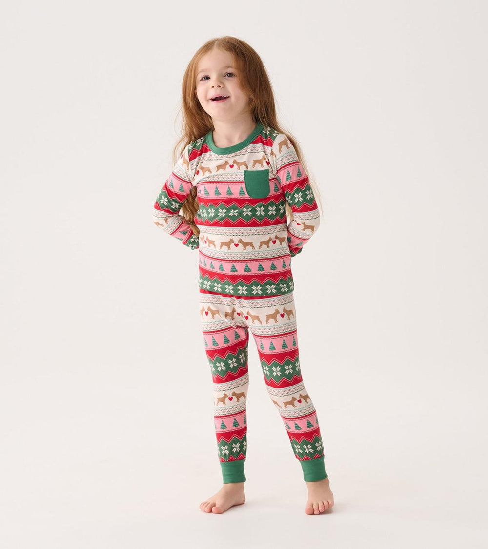 Hatley Sleepwear | Girls Girls Puppy Hearts Fair Isle Bamboo Pajama Set