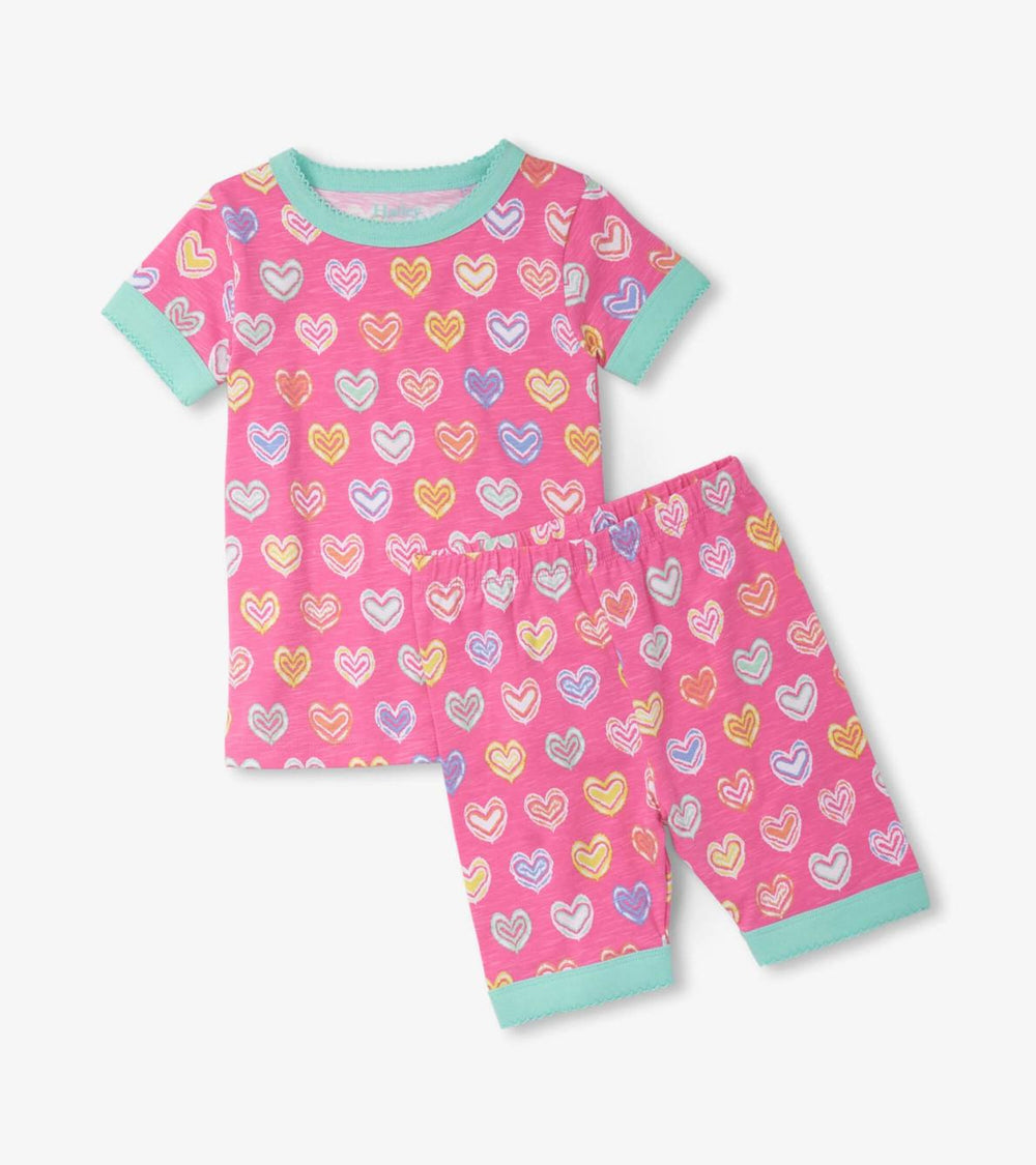 Hatley Sleepwear | Girls Girls Shibori Hearts Short Pajama Set
