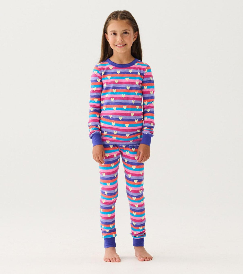 Hatley Sleepwear | Girls Girls Stripes & Hearts Pajama Set