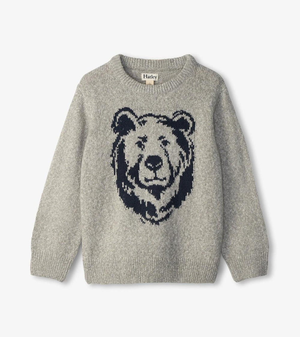 Hatley Sweaters | Boys Boys Charcoal Bear Crew Neck Sweater