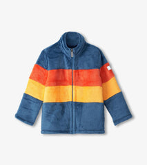 Hatley Sweaters | Boys Boys Colour Block Fuzzy Fleece Zip-Up Jacket