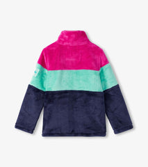 Hatley Sweaters | Girls Girls Colourblock Stripes Fuzzy Fleece Zip-Up Jacket